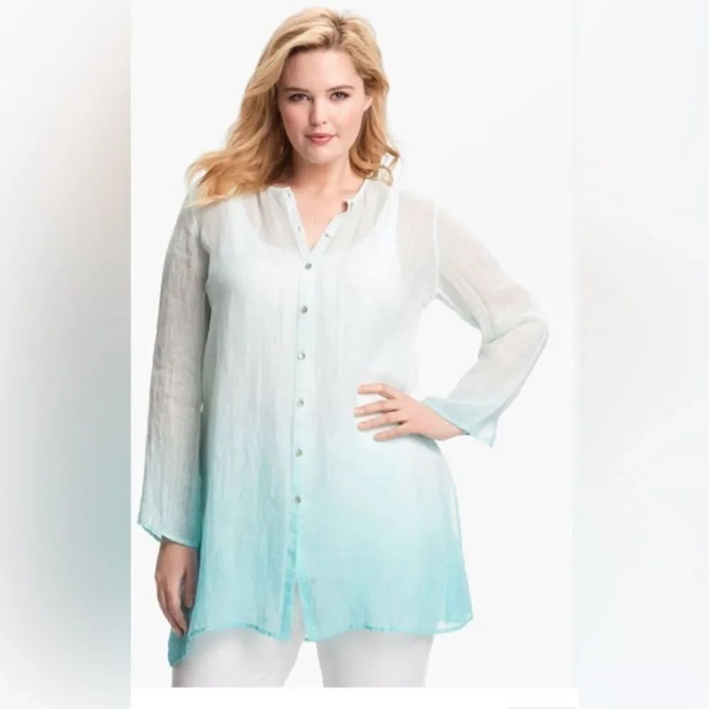 Eileen Fisher ombré linen tunic summer vacation shirt M